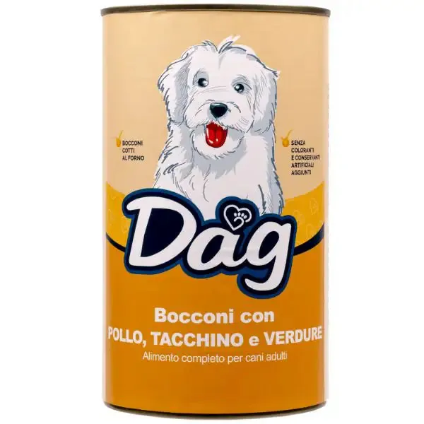 Dag Dog All Breeds Bocconi 1240 gr Pollo e tacchino - Cibo umido per cani