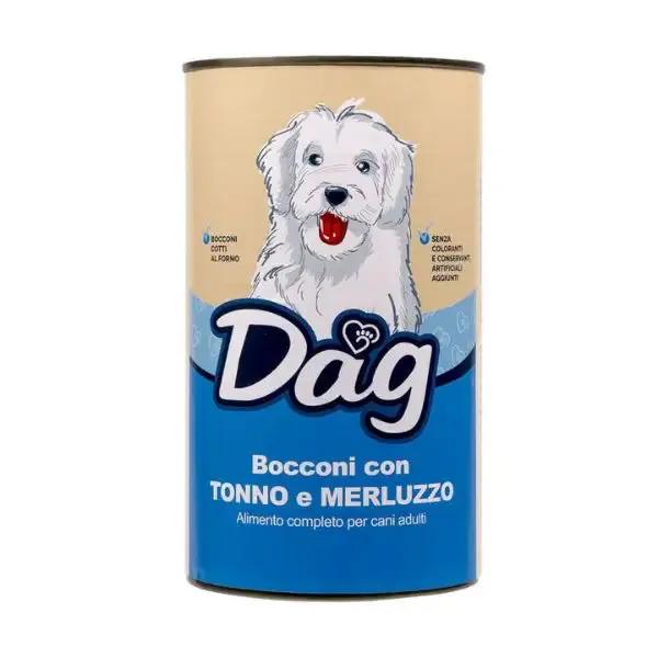 Dag Dog All Breeds Bocconi 1240 gr Tonno e merluzzo - Cibo umido per cani