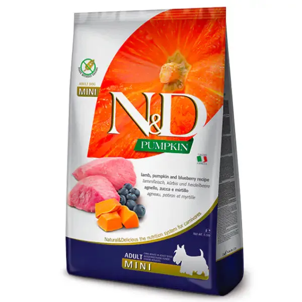 Farmina N&D Grain Free Pumpkin Adult Mini Agnello e Mirtillo 800 gr - Croccantini per cani