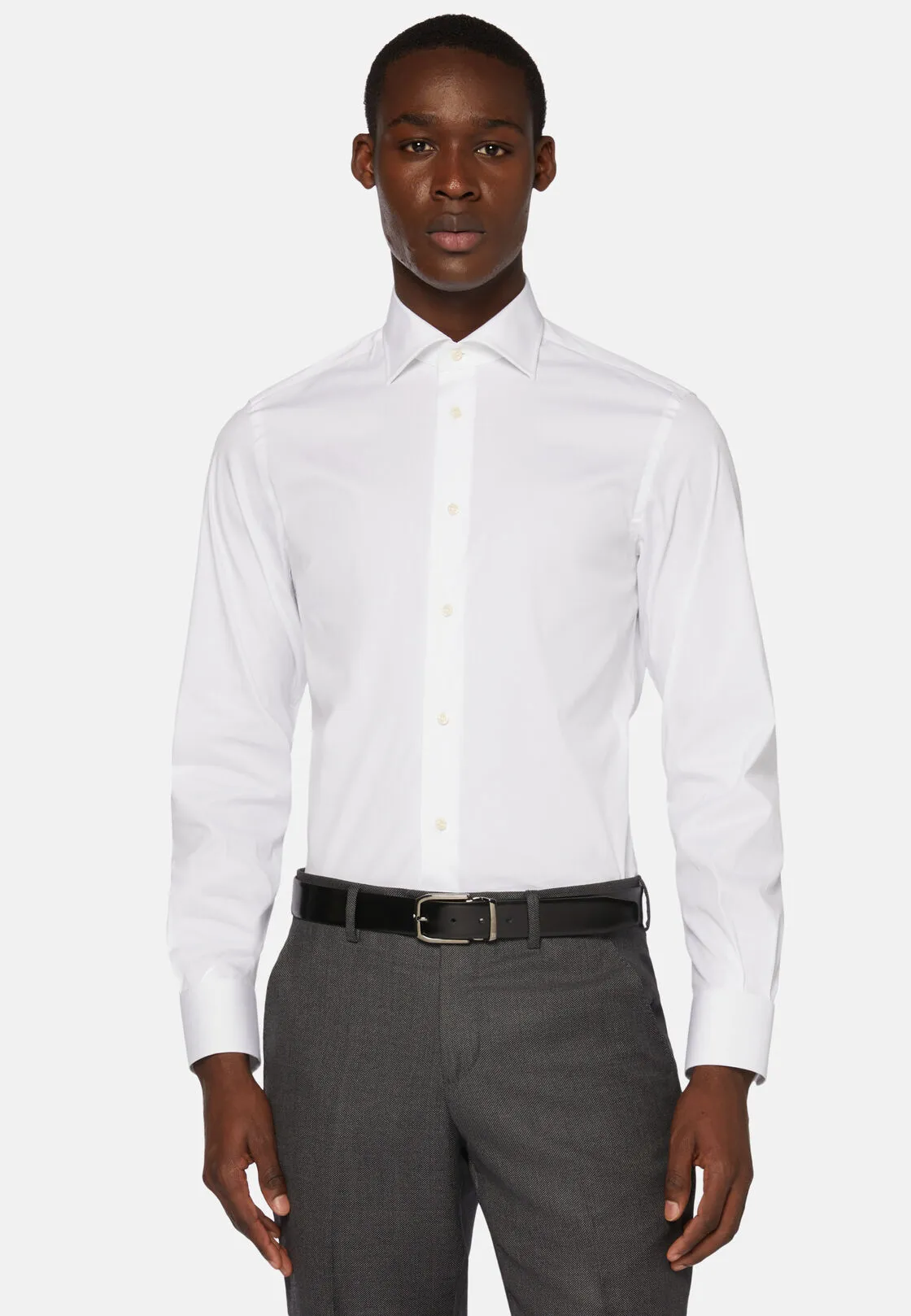 Boggi, Camicia Bianca In Cotone Elasticizzato Slim Fit, Uomo, Bianco, Taglia: 38
