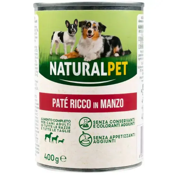 NaturalPet Dog Adult Patè All Breeds 400 gr Manzo