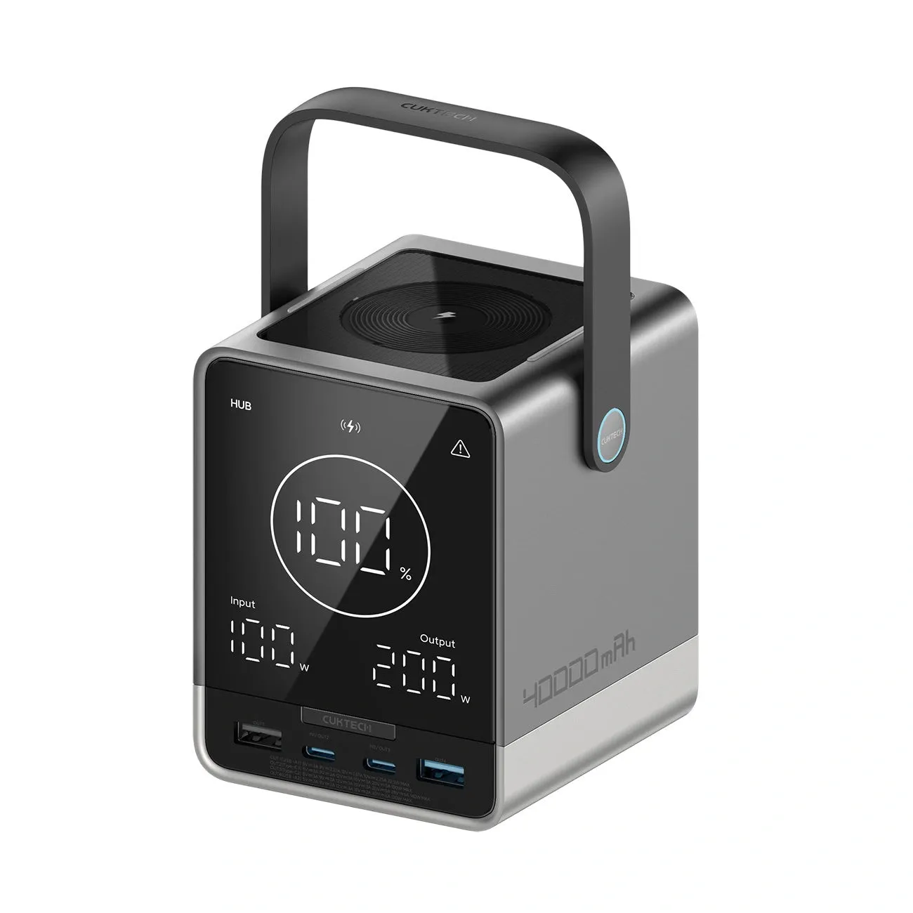 Batteria Esterna Cuktech, 40000mAh, 300W, QC + PD + FQI, 1 x QI - 2 x USB-A - 2 x USB-C, Nera CUKP01CTEUSL