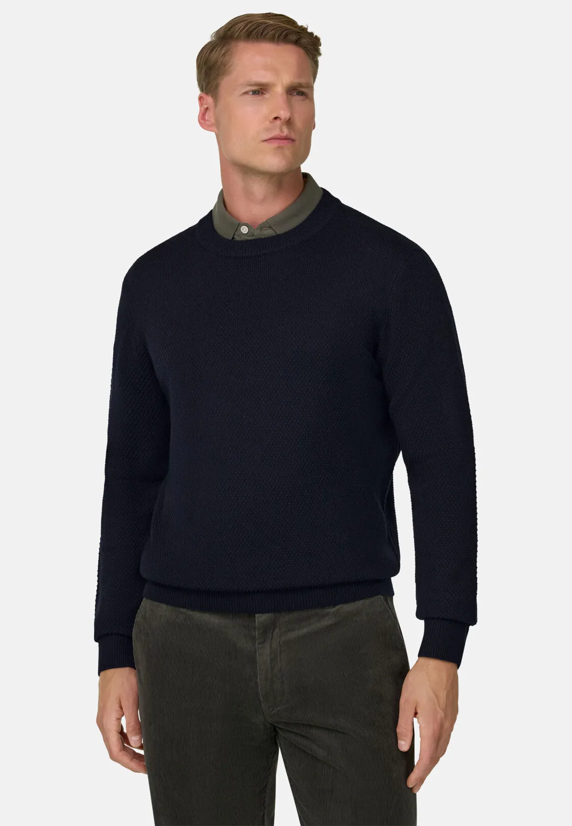 Boggi, Girocollo Di Maglia In Lana Merino, Uomo, Navy, Taglia: XS