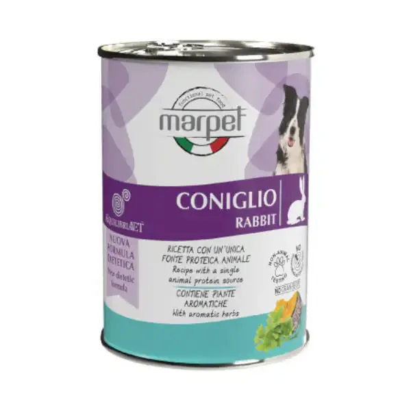 Marpet Aequilibria Vet dietetico umido cane 400 gr Coniglio - confezione da 6 pezzi - Dieta veterinaria per cani