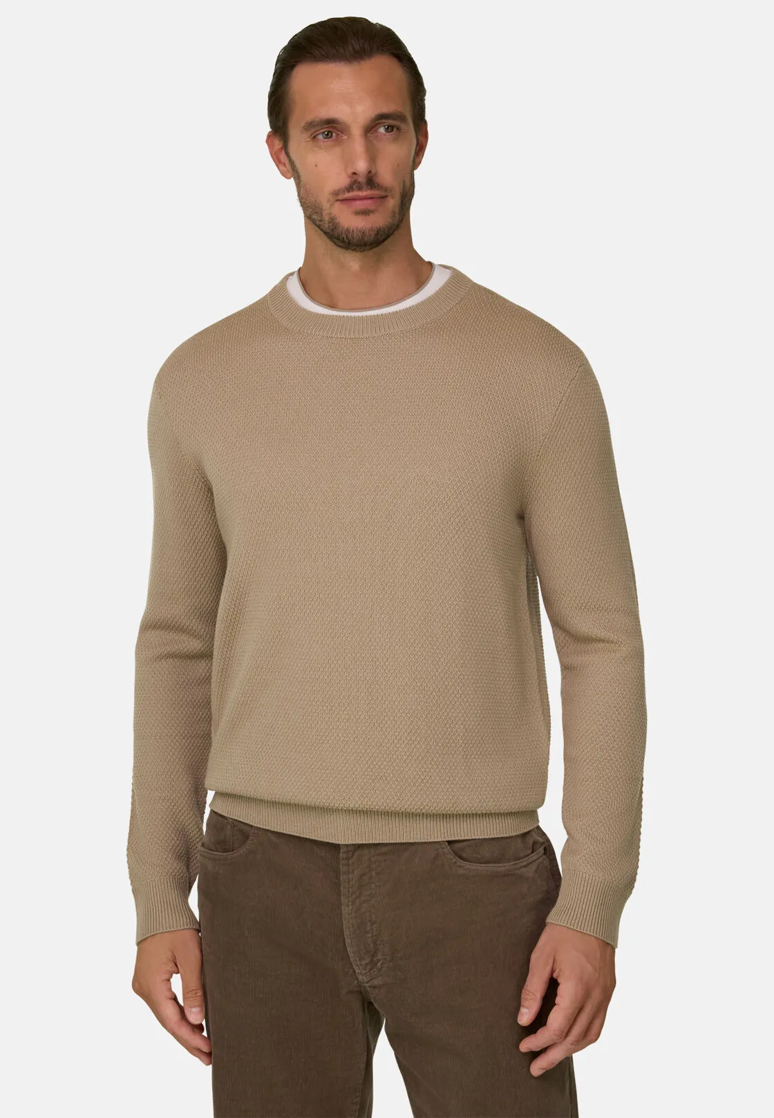Boggi, Girocollo Di Maglia In Lana Merino, Uomo, Beige, Taglia: XXL