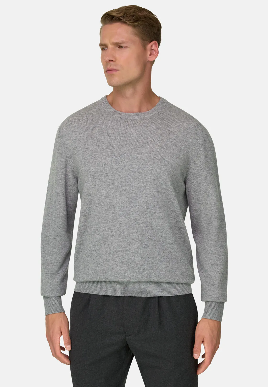 Boggi, Maglia Girocollo In Misto Cashmere, Uomo, Grigio, Taglia: S
