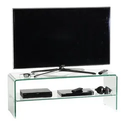 Glass130 Porta tv Trasparente Mobile KIT (130x40x40cm)