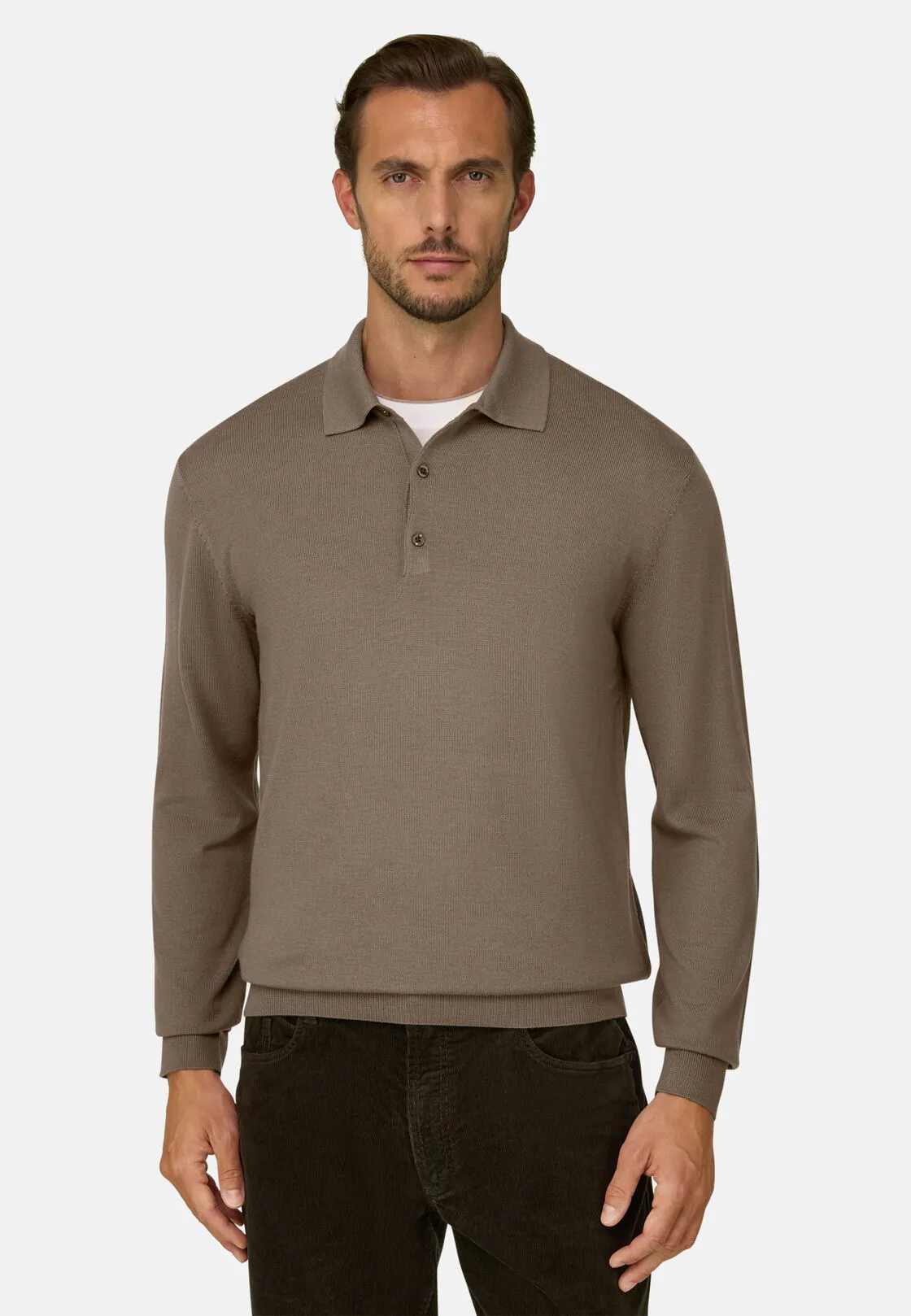 Boggi, Polo Di Maglia In Lana Merino, Uomo, Taupe, Taglia: L