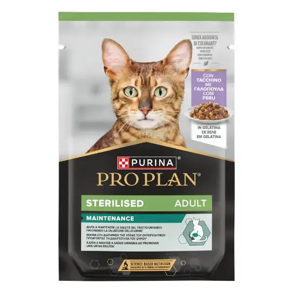 Purina Pro Plan Cat Adult Sterilised Maintenance Umido in gelatina 85 g Tacchino - confezione da 26 pezzi - Cibo umido per gatti