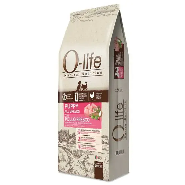 O-life Dog Grain Free Puppy All Breeds Pollo fresco 10 kg - Croccantini per cani