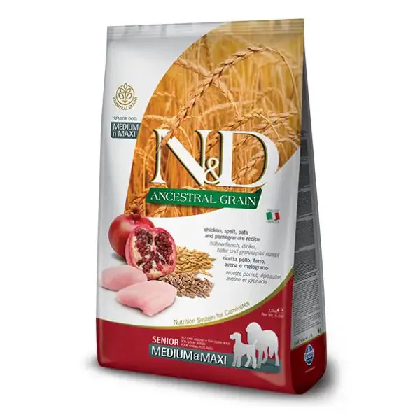 Farmina N&D Ancestral Grain Senior Medium/Maxi Pollo e Melograno 12 kg - Croccantini per cani