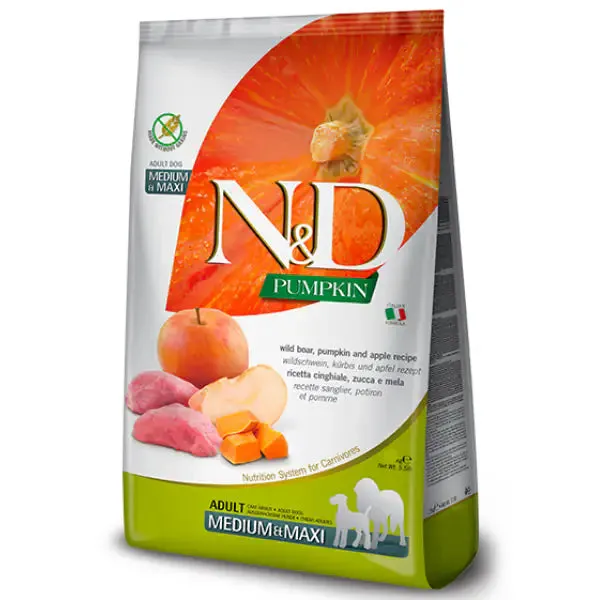 Farmina N&D Grain Free Pumpkin Adult Medium/Maxi Cinghiale e Mela 12 kg - Croccantini per cani