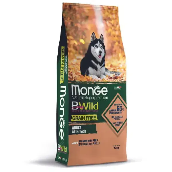 Monge Bwild Dog Adult Grain Free Salmone 12 kg - Croccantini per cani