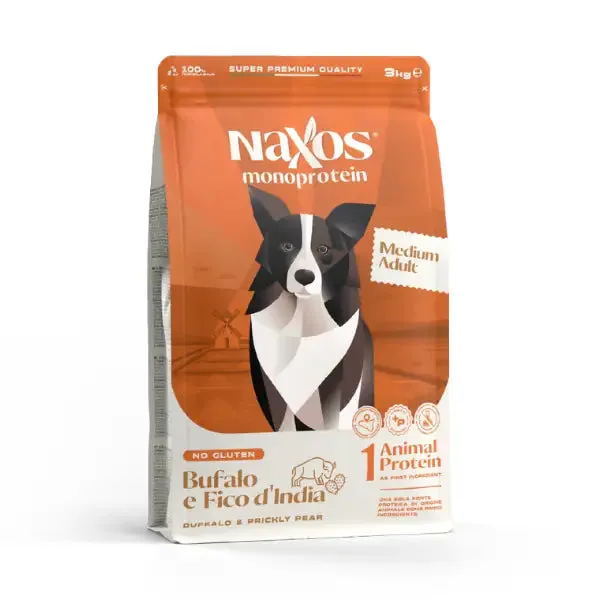 Naxos Monoprotein Dog Adult Medium Bufalo e fico d'india 12 kg - Crocchette monoproteiche cane