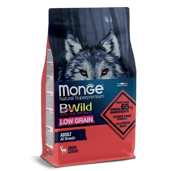 Monge BWild Dog Adult Low Grain Cervo 12 kg - Croccantini per cani