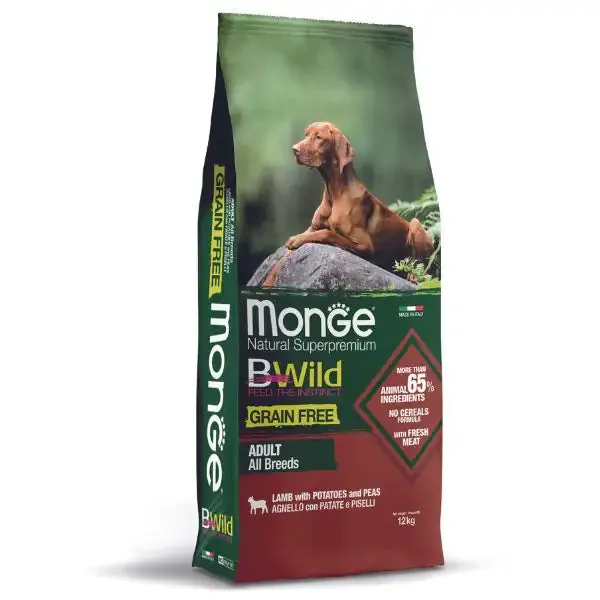 Monge Bwild Dog Adult Grain Free Agnello 12 kg - Croccantini per cani