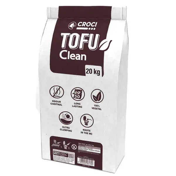 Lettiera per gatti Tofu Clean Croci 45 lt (20 kg) - Lettiera vegetale