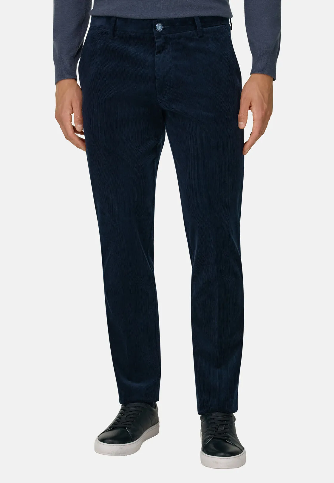 Boggi, Pantaloni In Velluto Elasticizzato, Uomo, Navy, Taglia: 36