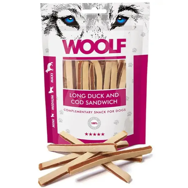 Woolf Sandwich Snack Sandwich strisce di anatra e merluzzo
