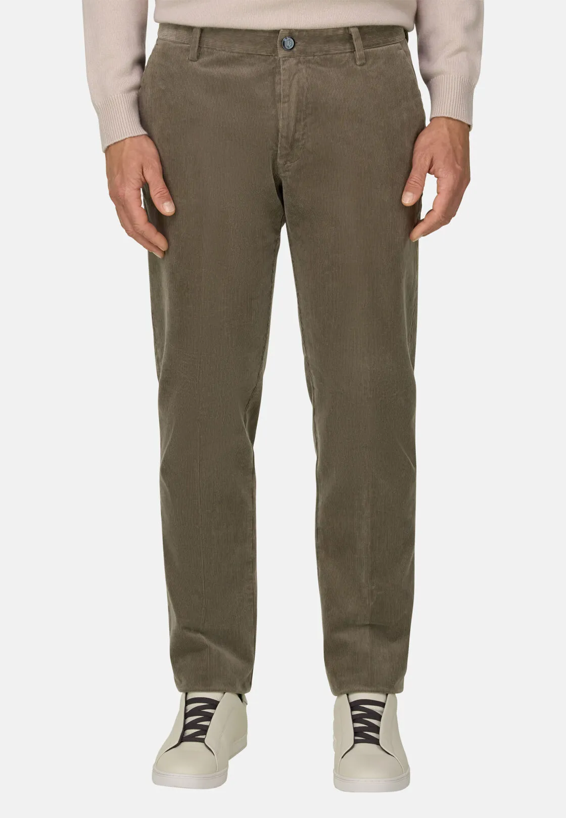 Boggi, Pantaloni In Velluto Elasticizzato, Uomo, Fango, Taglia: 40