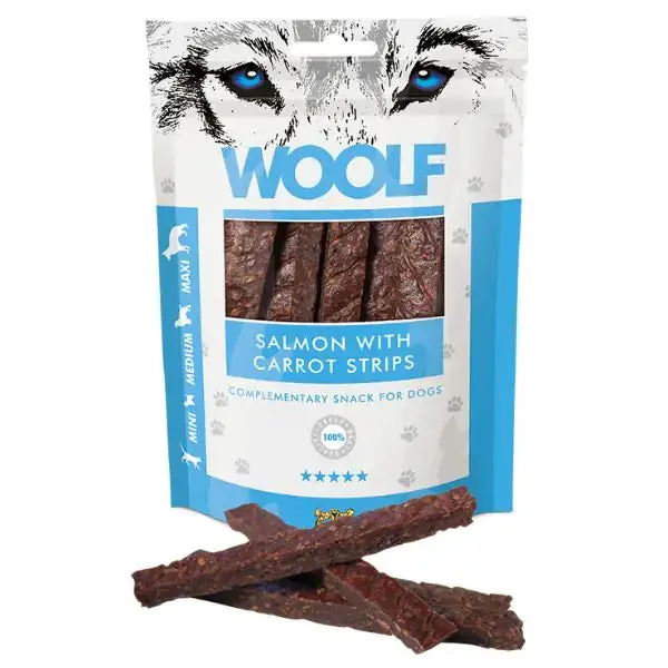 Woolf Filetti snack monoproteici Filetti di salmone e carote