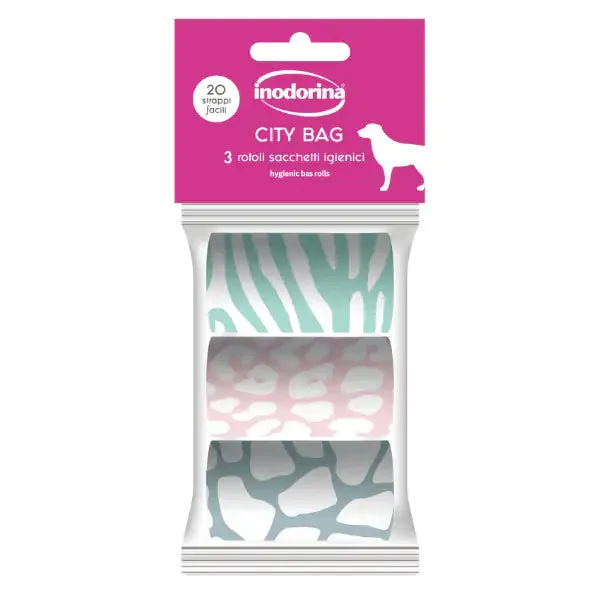 Inodorina City Bag - Ricarica Sacchetti Igienici Assortiti 3 rotoli da 20 bustine