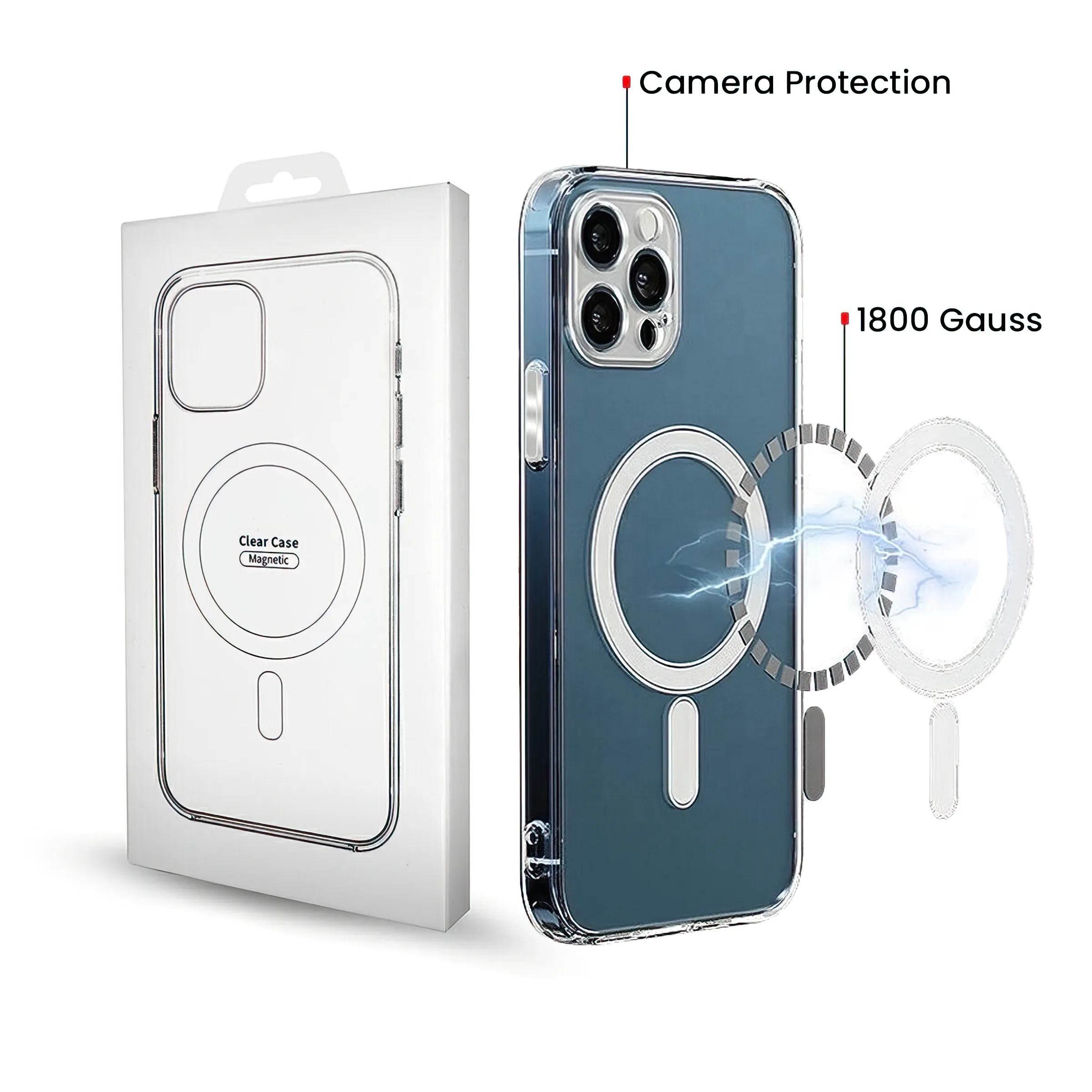 Custodia MagSafe per Samsung Galaxy A57 5G, OEM, 1800 Gauss, Trasparente