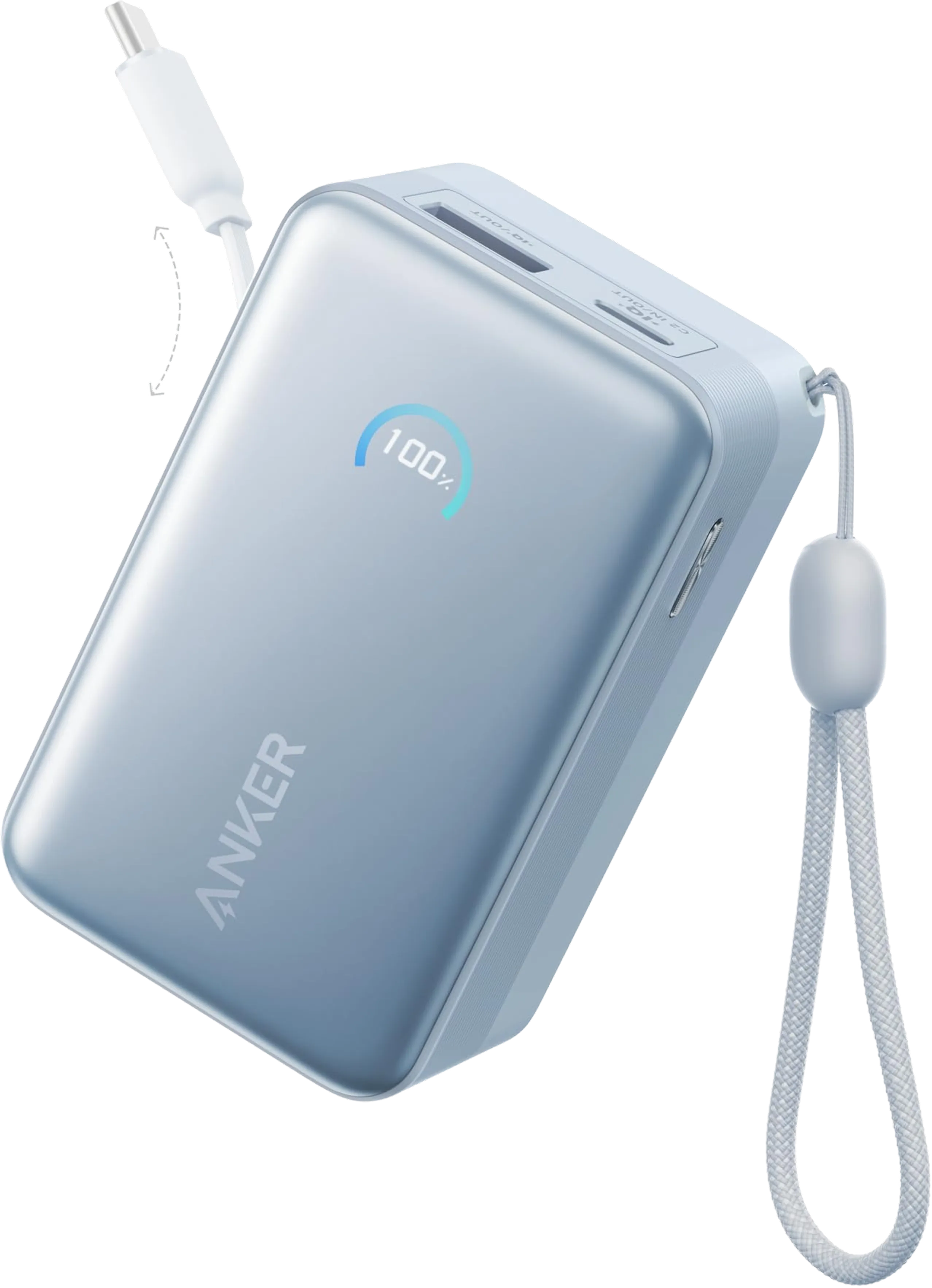 Batteria Esterna Anker Nano, 10000mAh, 45W, QC + PD, 1 x USB-A - 2 x USB-C, Blu
