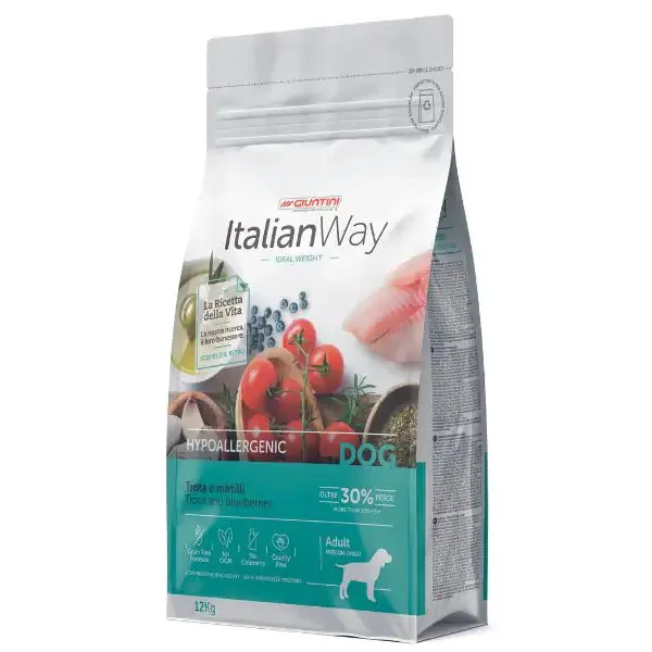 ItalianWay Medium/Maxi Adult Hypoallergenic Trota e Mirtilli 12 kg - Croccantini per cani