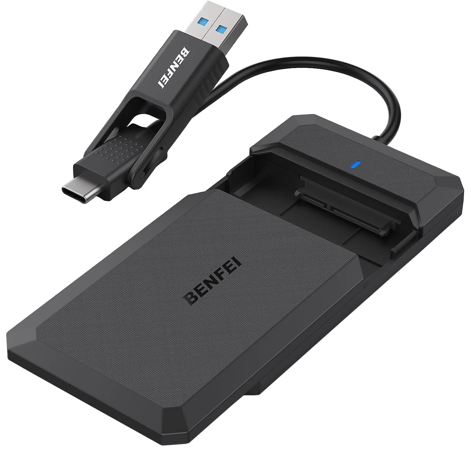 Rack Benfei per HDD / SSD SATA 2.5 pollici, USB-A / USB-C UASP, Nero