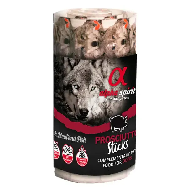 Alpha Spirit snack per cani Sticks Grain Free 16x10 gr Prosciutto (scadenza: 21/03/2027)