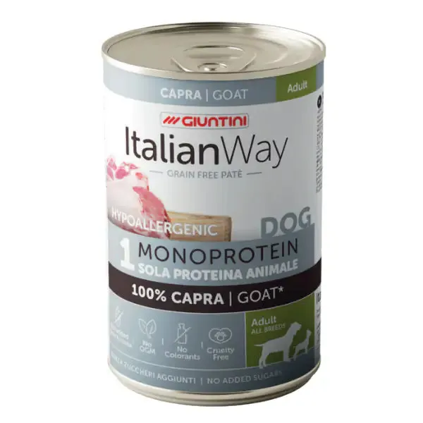 Italianway Patè Hypoallergenic Monoprotein Dog Adult 400 gr Capra - Umido monoproteico cane