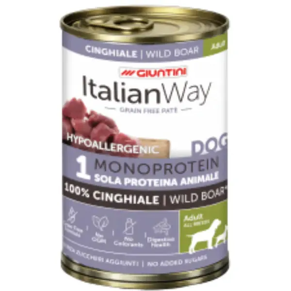 Italianway Patè Hypoallergenic Monoprotein Dog Adult 400 gr Cinghiale - Umido monoproteico cane