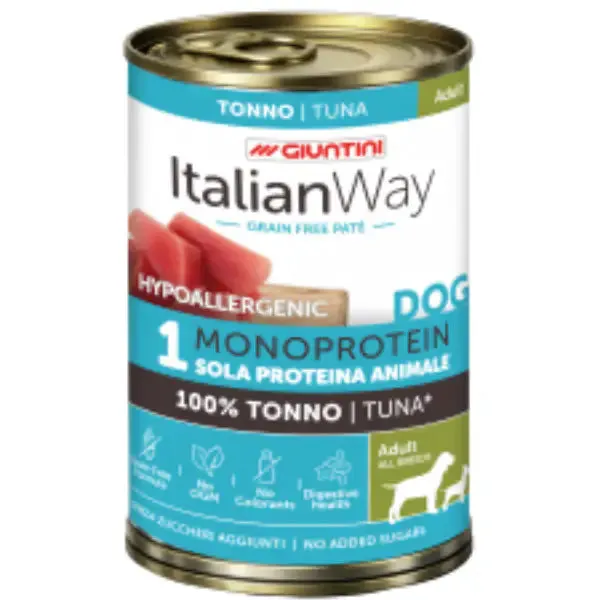 Italianway Patè Hypoallergenic Monoprotein Dog Adult 400 gr Tonno - Umido monoproteico cane
