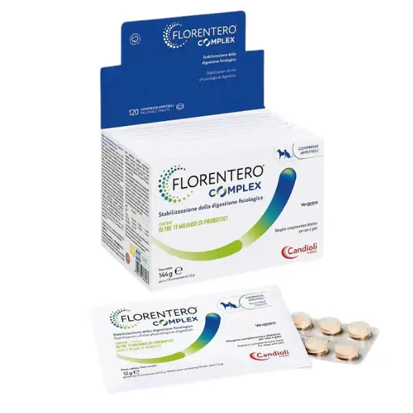 Candioli Pharma Florentero Complex Fermenti lattici Stabilizzatore della digestione Compresse per cani e gatti 120 Compresse - Integratori per cani
