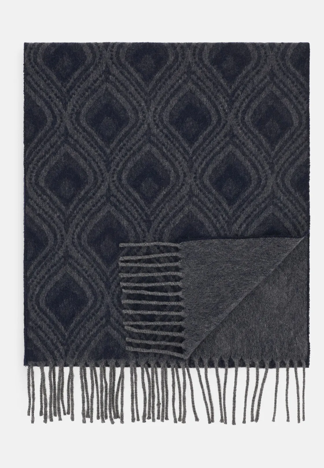 Boggi, Sciarpa Con Motivo Geometrico In Misto Cashmere, Uomo, Grigio