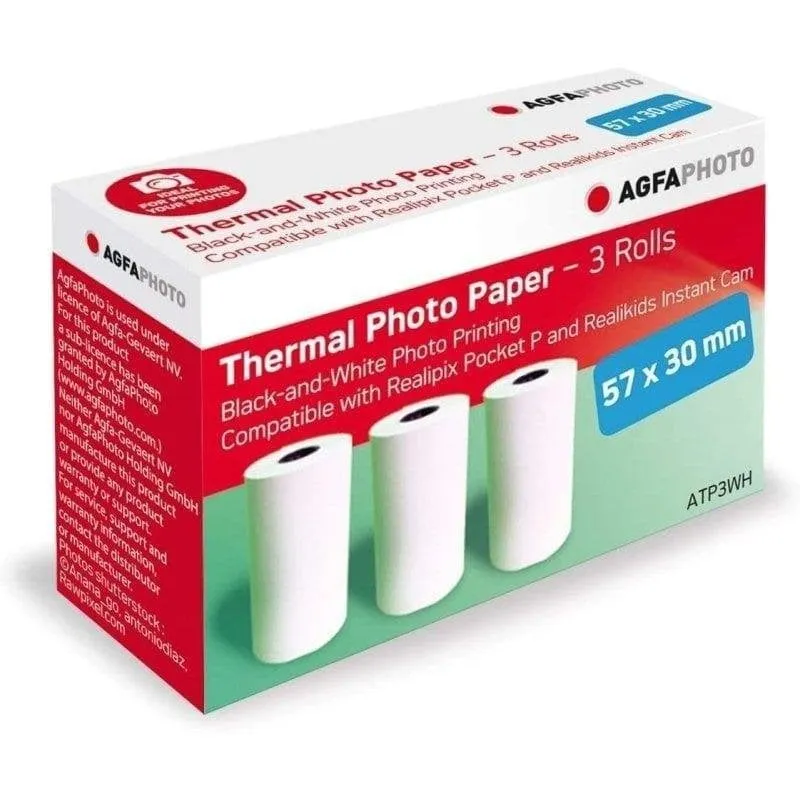 Pellicola istantanea Agfaphoto ATP3WH 3 rotoli 57 x 30 mm compatibile Realipix Pocket P
