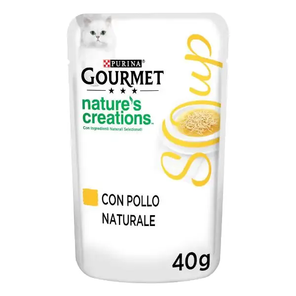 Purina Gourmet Nature's Creations Soup Umido gatto 40 gr Pollo - confezione da 32 pezzi - Cibo umido per gatti
