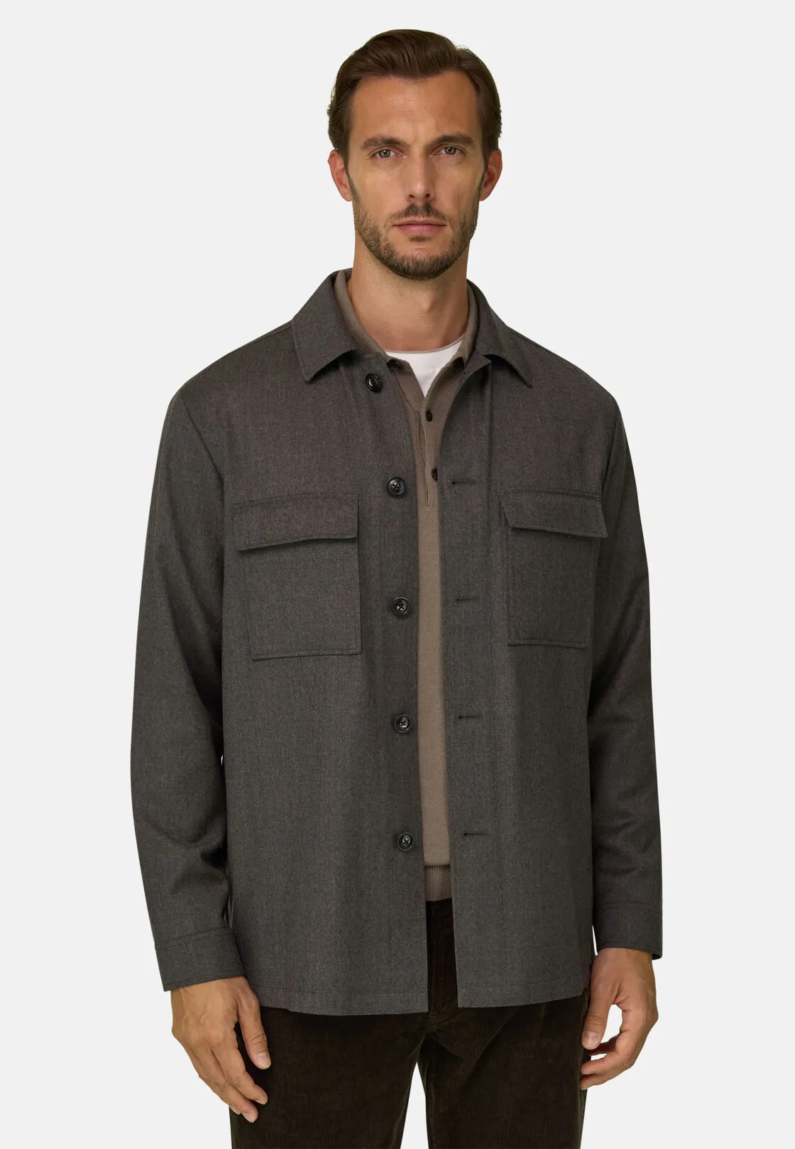 Boggi, Giacca Camicia In Flanella, Uomo, Taupe, Taglia: M