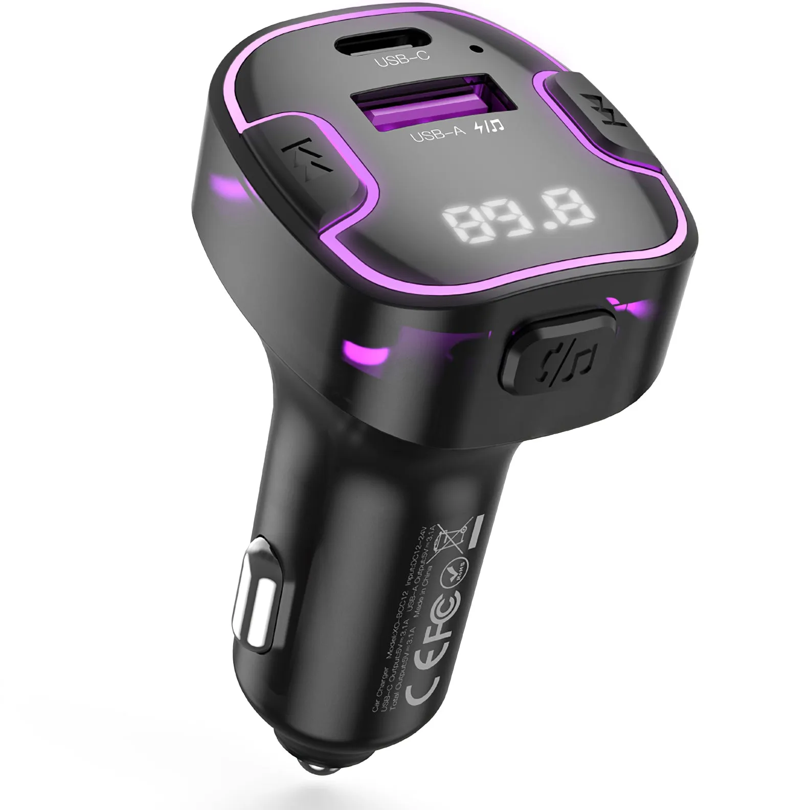 Modulatore FM Bluetooth XO Design BCC12, 1 x USB-A - 1 x USB-C