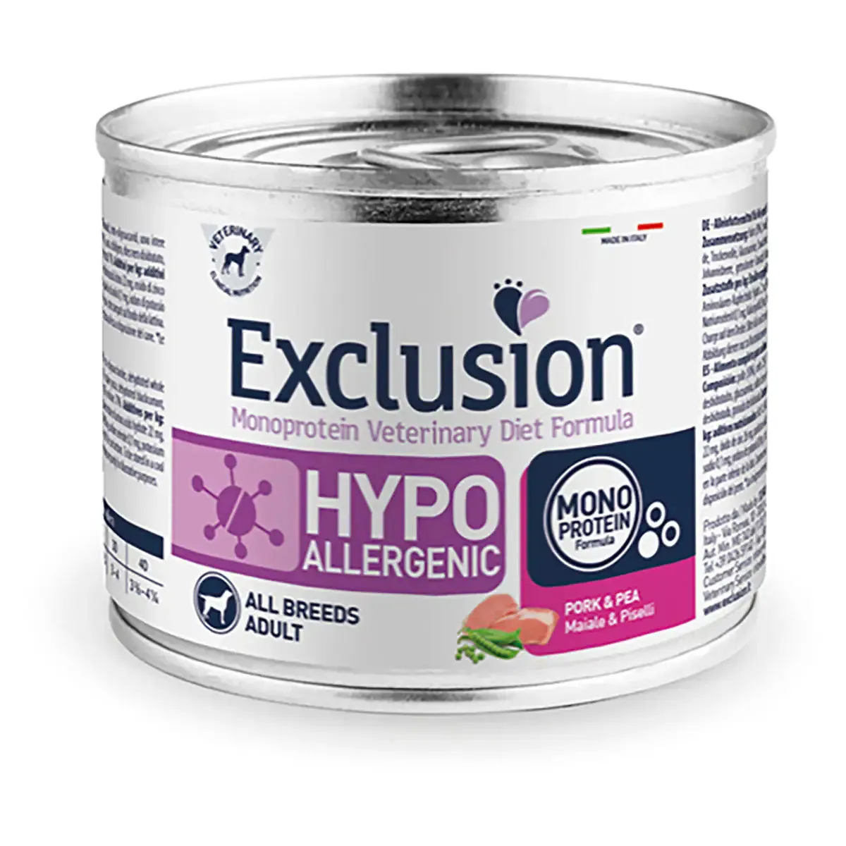 Exclusion Diet Hypoallergenic 200 gr Maiale e piselli - confezione da 6 pezzi - Dieta veterinaria per cani