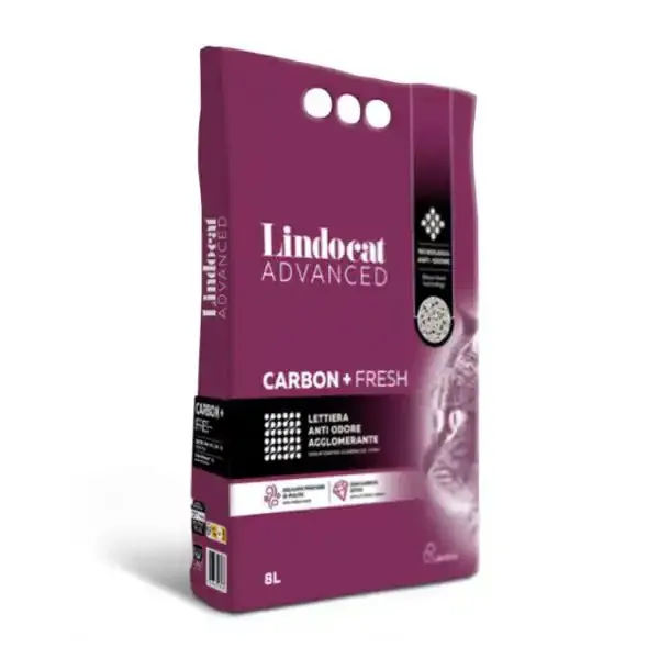 Lindocat Advanced Carbon+Fresh lettiera agglomerante anti odore in bentonite bianca 8 lt (6,8 kg) - Lettiera agglomerante
