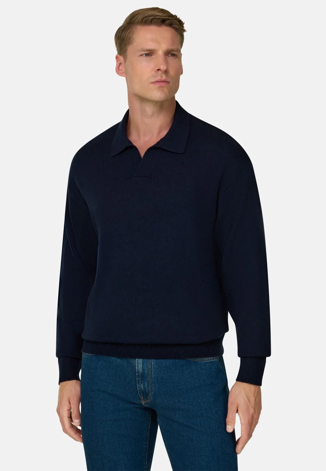 Boggi, Polo Di Maglia In Misto Cashmere, Uomo, Navy, Taglia: M
