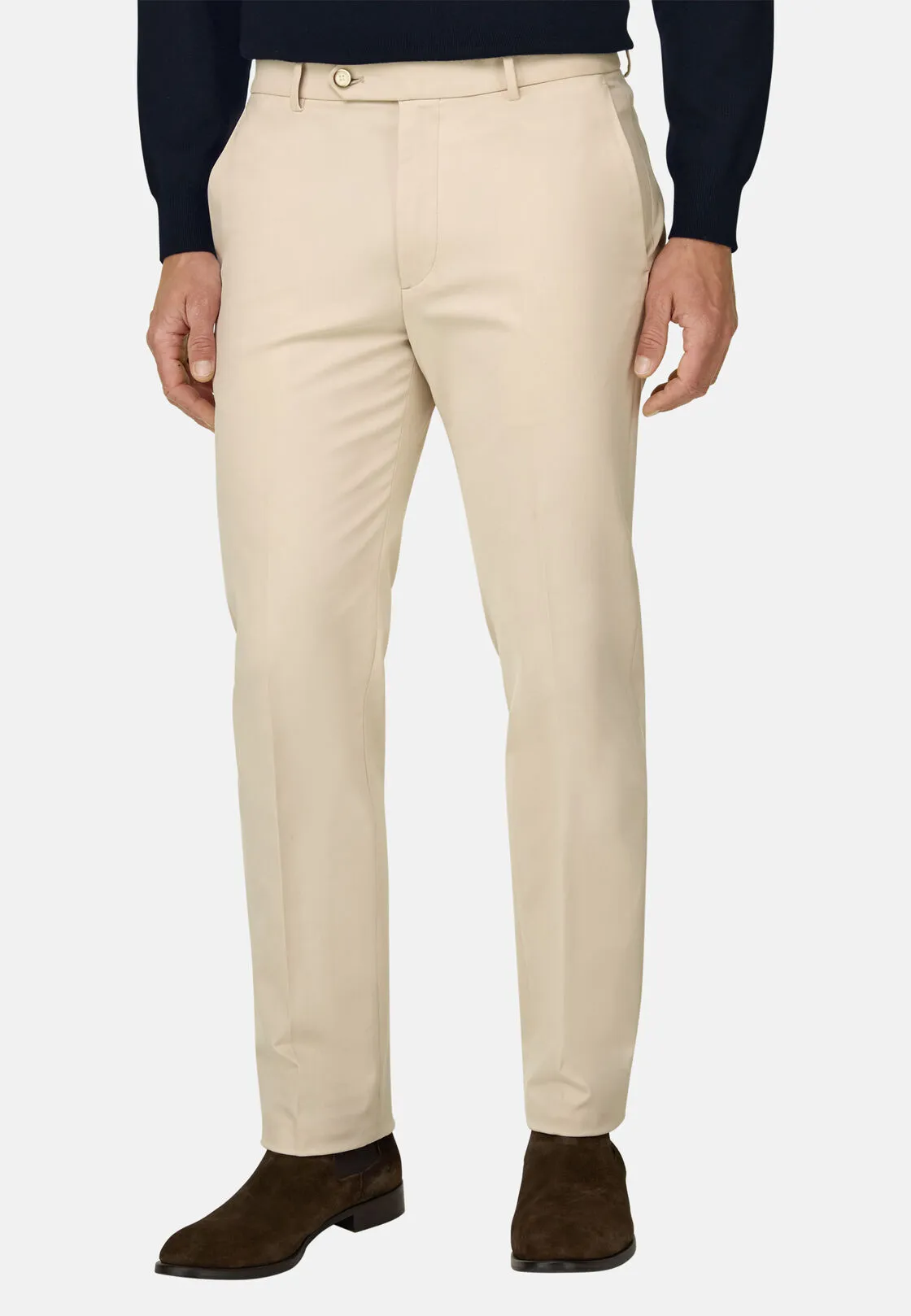 Boggi, Pantaloni In Cotone Tencel® Modal Elasticizzato, Uomo, Offwhite, Taglia: 32