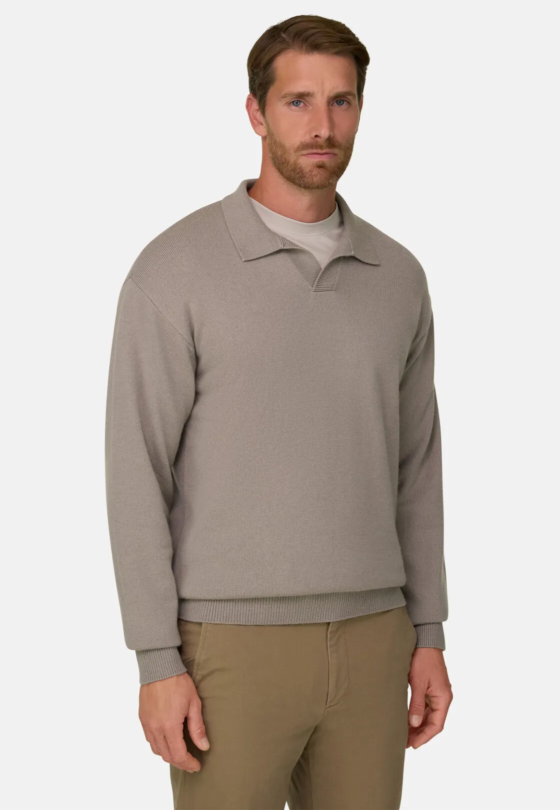 Boggi, Polo Di Maglia In Misto Cashmere, Uomo, Fango, Taglia: M