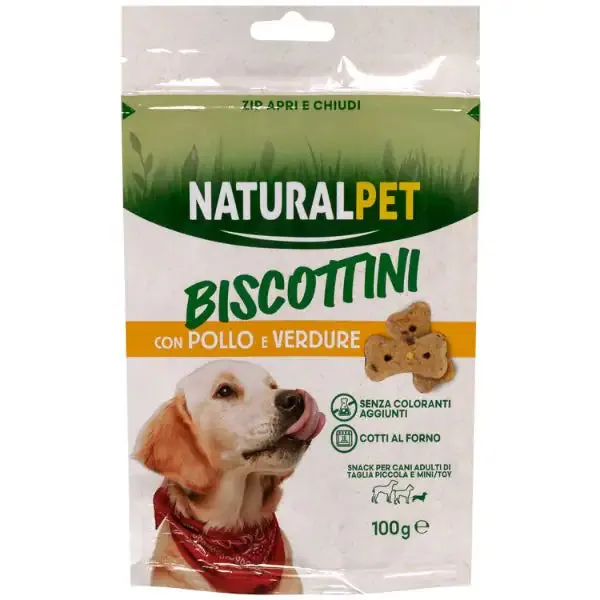 NaturalPet biscotti per cani Mini/Toy 100 gr Pollo e verdure