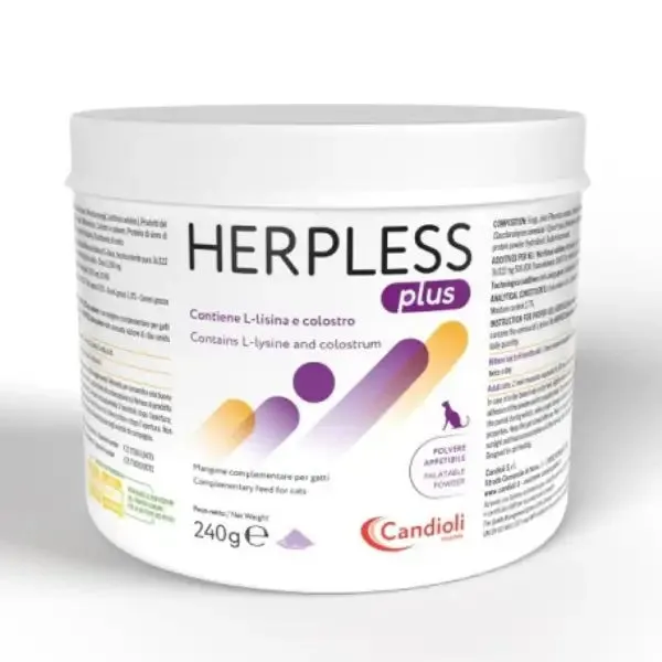 Candioli Pharma Herpless Plus Infezioni da Herpes Gatti Polvere 240 gr - Integratori per cani
