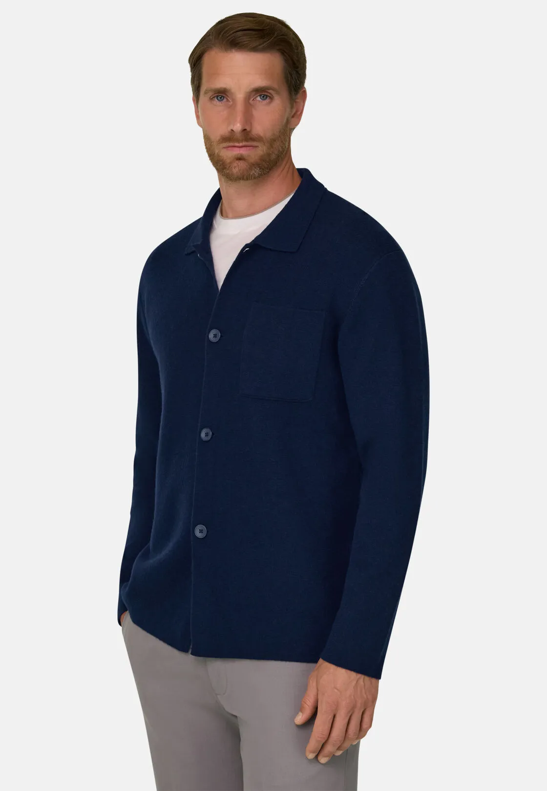 Boggi, Camicia Di Maglia In Lana Merino, Uomo, Navy, Taglia: XS