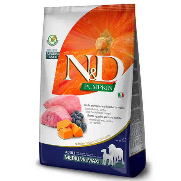 Farmina N&D Grain Free Pumpkin Adult Medium/Maxi Agnello e Mirtillo 12 kg - Croccantini per cani