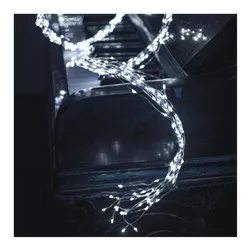 Filo Rame 600 luci - MICROLED Bianco freddo (2 + 4 mt) Cascata 15 fili 1 Gioco di luce XMAS KING IP44 48751